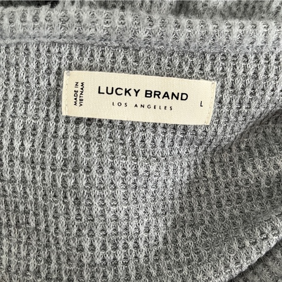 NWT $70 Lucky Brand Gray Waffle-Texture Cloud-Soft Button-Down Top Sz L *Q20 - Picture 5 of 6